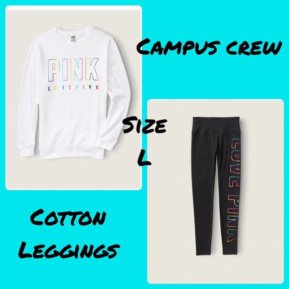 PINK Victoria's Secret Pants - NIP VS PINK Rainbow Foil Crew & Cotton Leggings